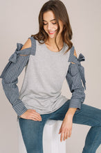 Load image into Gallery viewer, Striped Cold-Shoulder Sleeve Top
