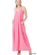 Load image into Gallery viewer, V-NECK CAMI MAXI DRESS WITH SIDE POCKETS
