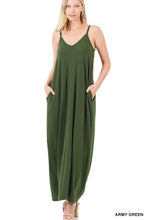 Load image into Gallery viewer, V-NECK CAMI MAXI DRESS WITH SIDE POCKETS
